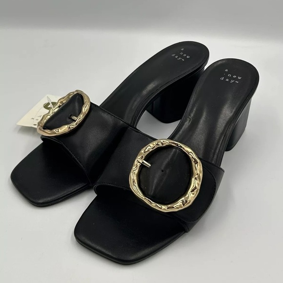 Women's Diana Buckle Mule Heels Black - A New Day - SIZE 7.5 - Picture 5 of 6